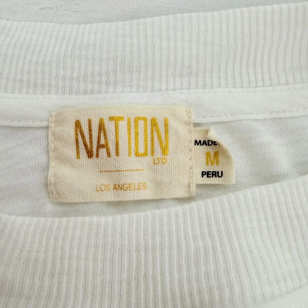 Nation LTD Paulette Ruffle Sleeve Tank Top Size M White Pima Cotton Slub Tee - Picture 9 of 16